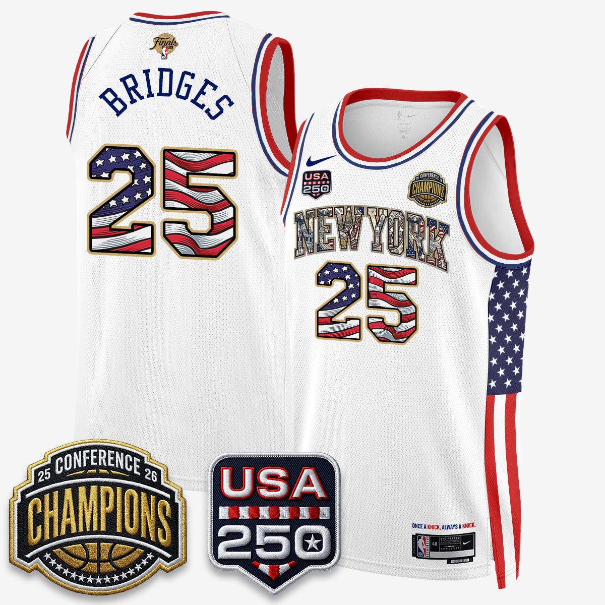 New York Knicks 2026 NBA Eastern Conference Champions x Fourth of July Vapor Jersey - Stitched