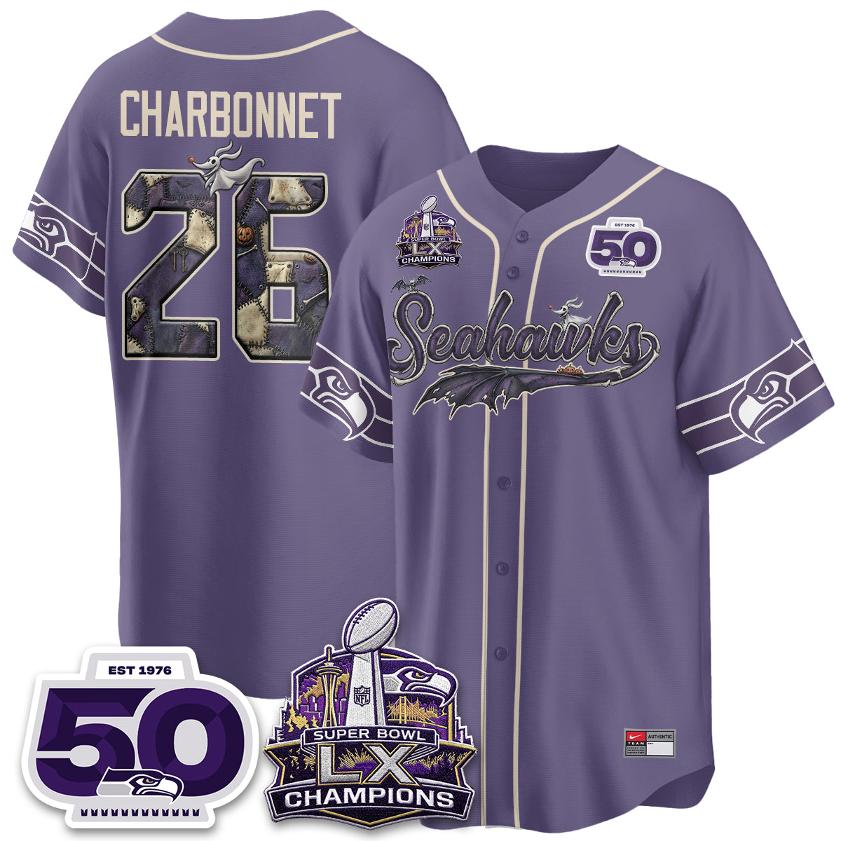 Seattle Seahawks 2026 Nightmare Edition Vapor Baseball Jersey - Stitched