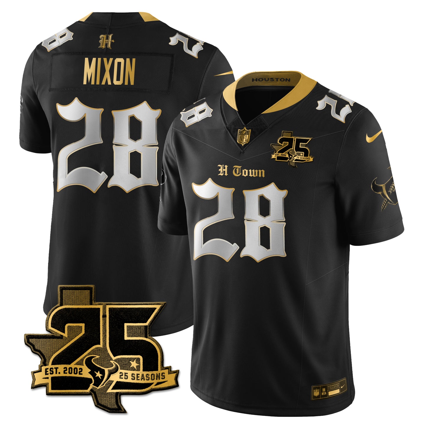 HOU 25th Seasons in 2026 Gothic Vapor Gold Edition Limited Jersey - All Stitched