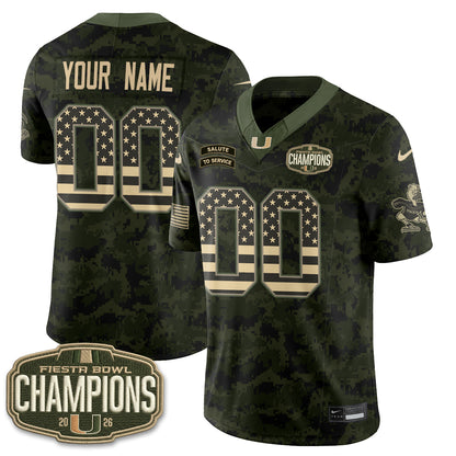 Miami Hurricanes 2026 Salute to Service Vapor Custom Jersey - Stitched