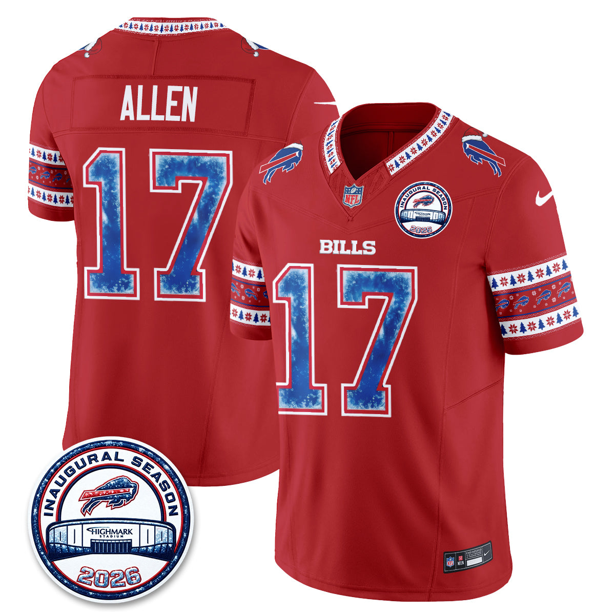 Buffalo Bills Xmas Edition Vapor Jersey - Stitched