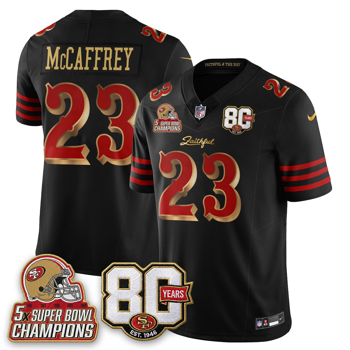 San Francisco 49ers 80 Years & 5X Champs Rivalries Vapor Jersey - Stitched