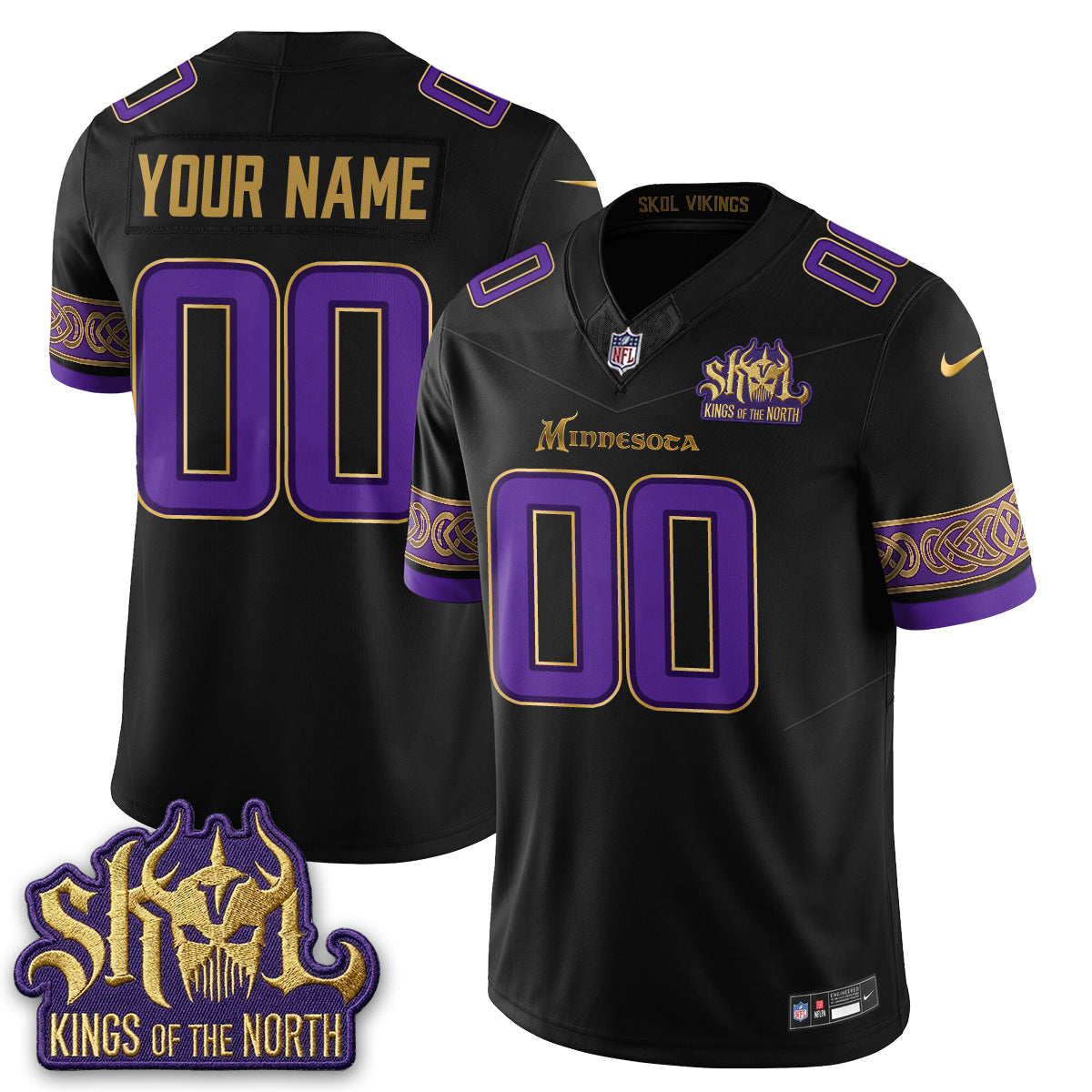 MIN Fangear Edition Warrior Skol Patch Vapor Custom Jersey - Stitched