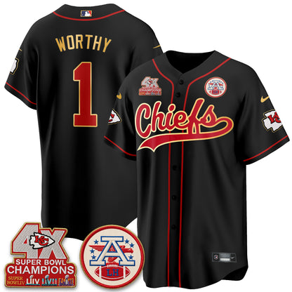 Kansas City Chiefs 4X Champs Gold Trim Edition Vapor Baseball Jersey - Stitched