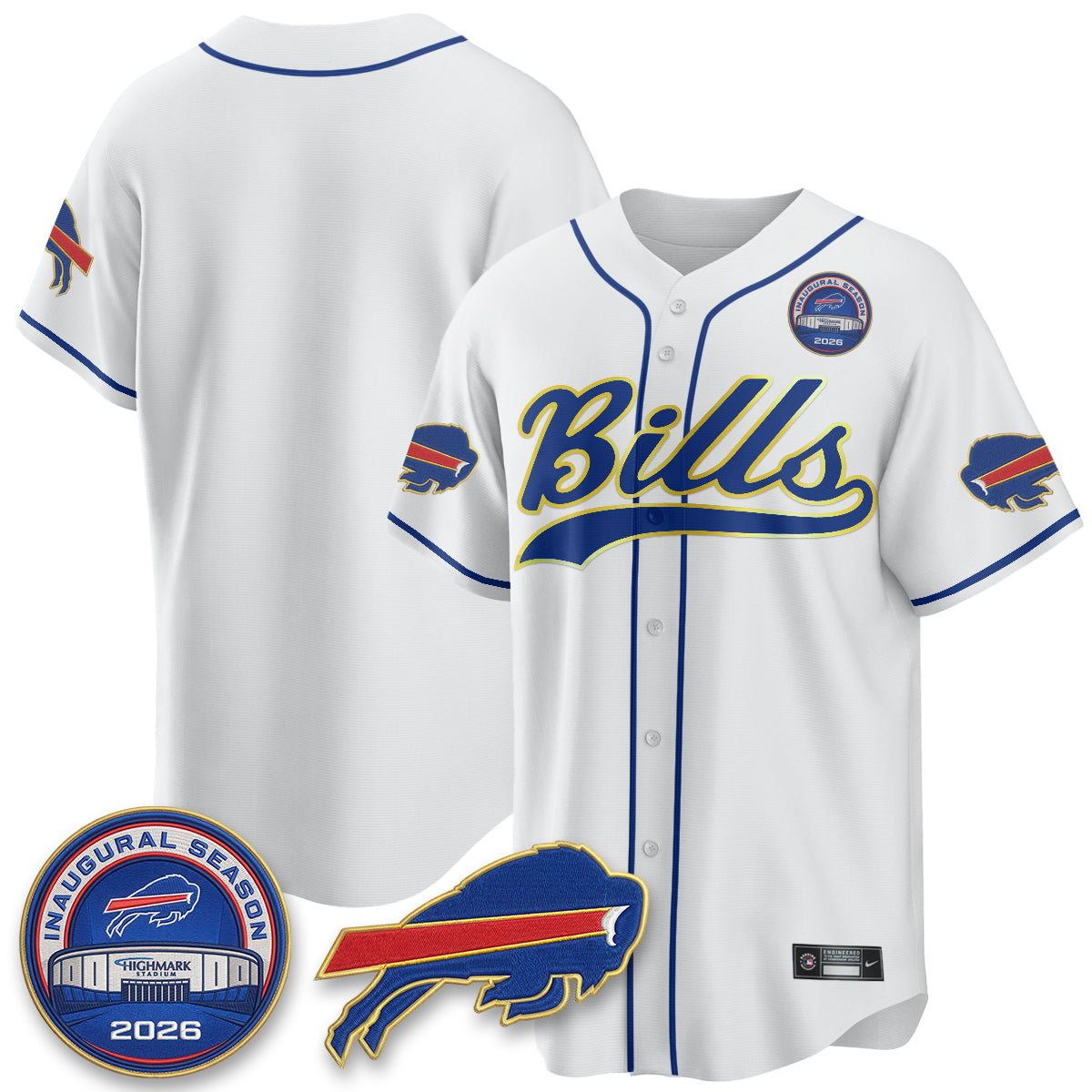 Buffalo Bills 2026 Gold Trim Baseball Edition Vapor Jersey - Stitched