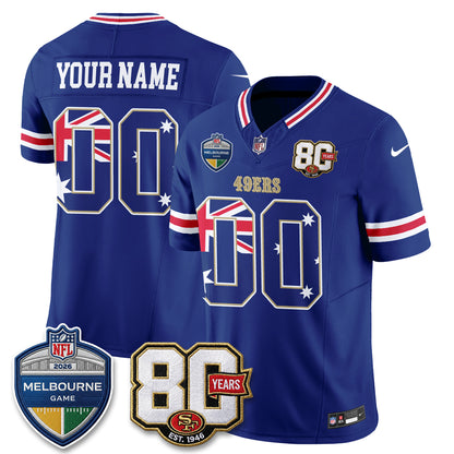 San Francisco 49ers Melbourne Game 2026 Vapor Custom Jersey - Stitched