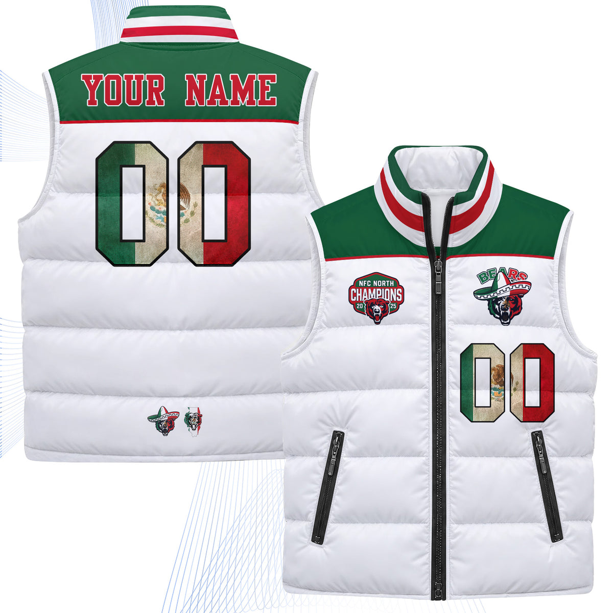 CHI Mexico Style Custom Puffer Vest - Printed V2