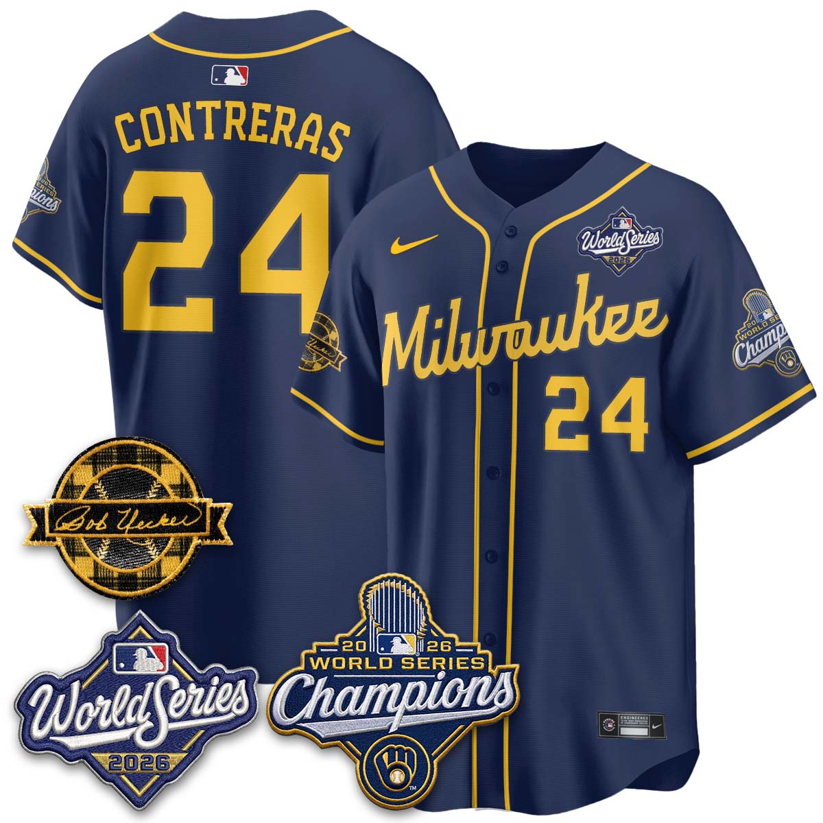 MIL 2026 WS Champions - Bob Uecker Patch Vapor Jersey - Stitched