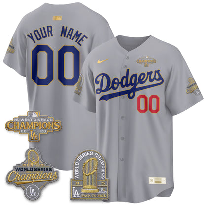 LAD 2026 NL West Champs Gold Vapor Custom Jersey- Stitched