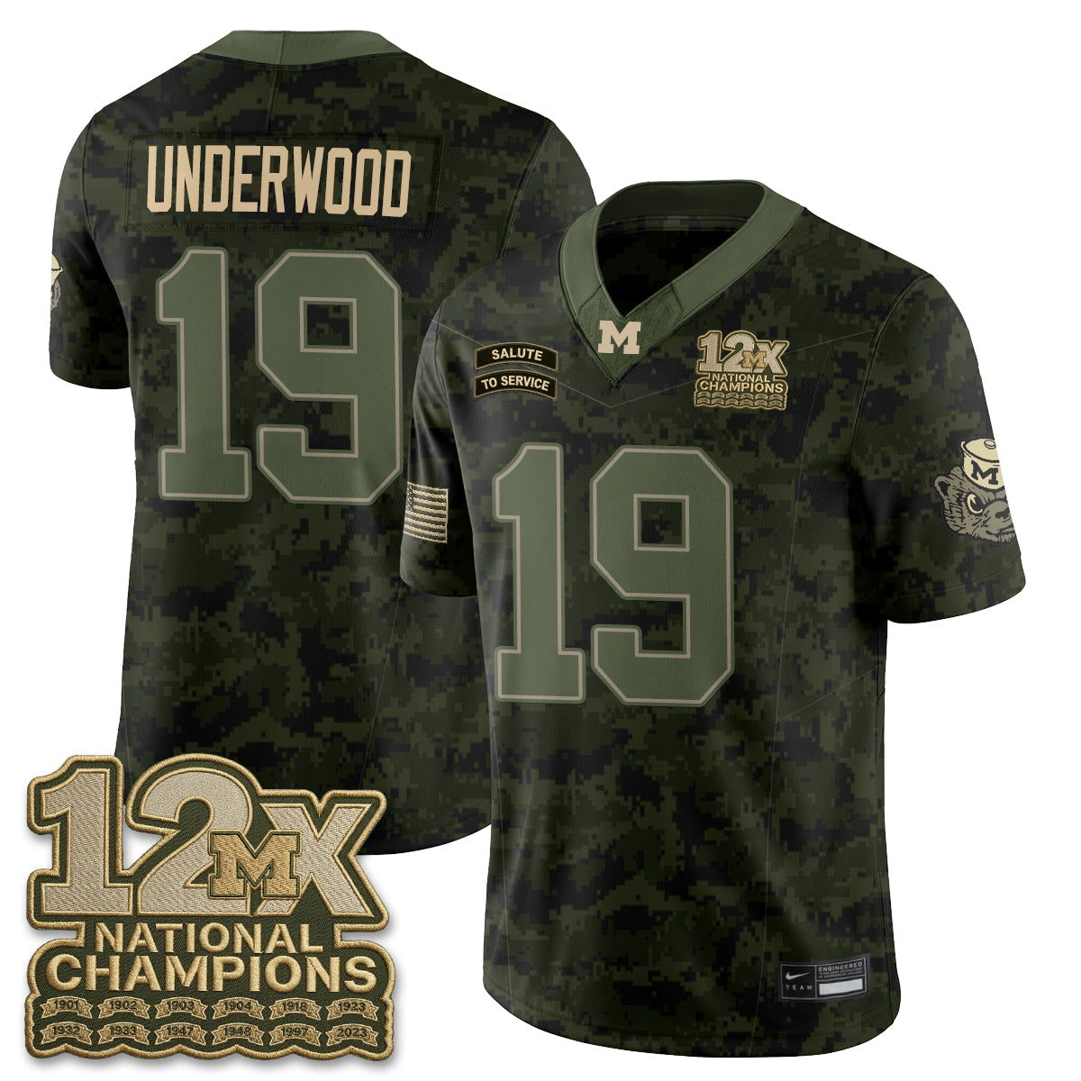 Michigan Wolverines 2026 Salute to Service Vapor Jersey - Stitched