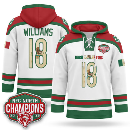 CHI 2026 Mexico NFC North Champions 2025 Patch Hockey Hoodie - Stitched