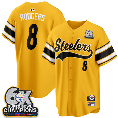 Pittsburgh Steelers 6X Champs Throwback Baseball Vapor Jersey - Stitched