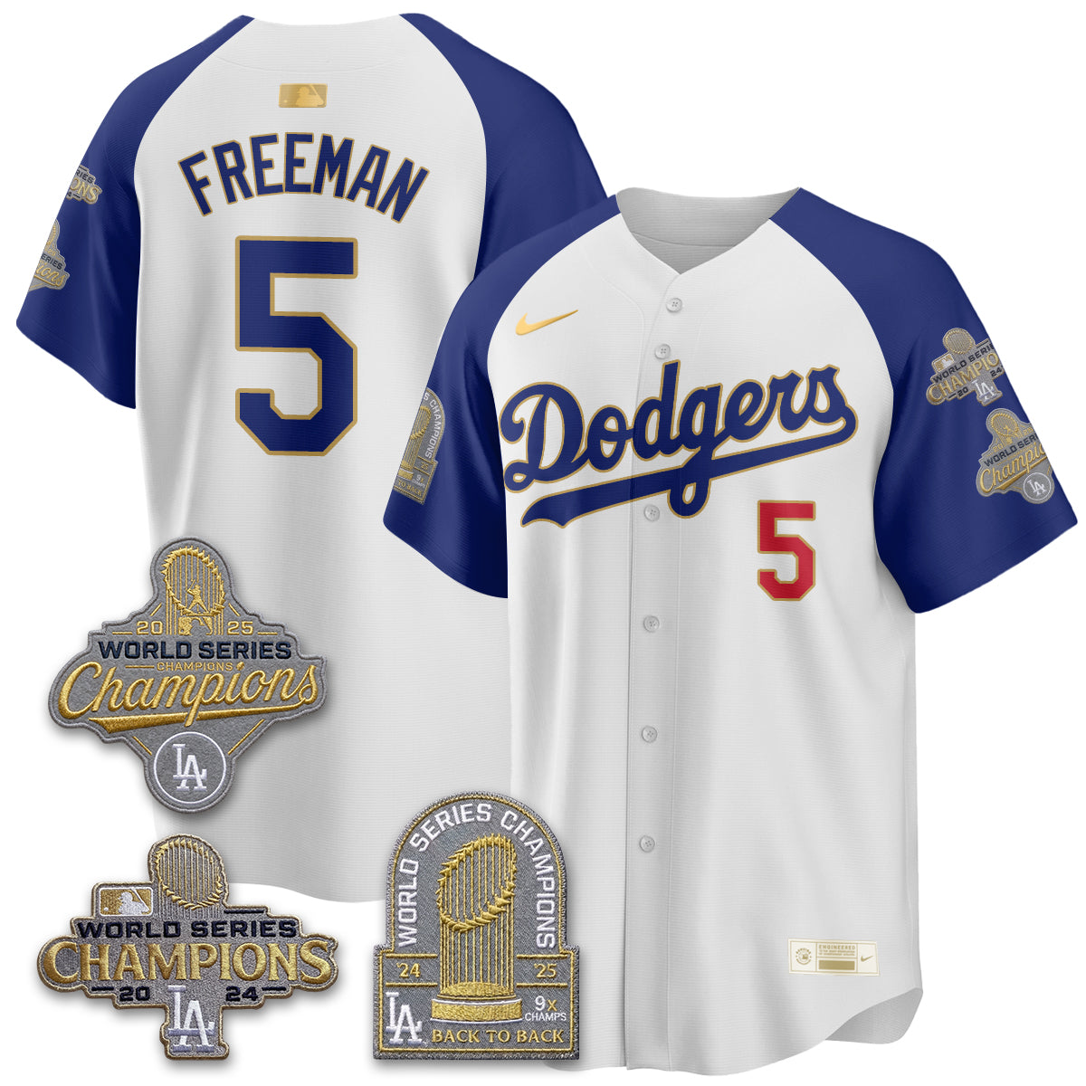 LAD Gold Collection Stadium Vapor Limited Jersey - Back to Back 9x Champs - All Stitched