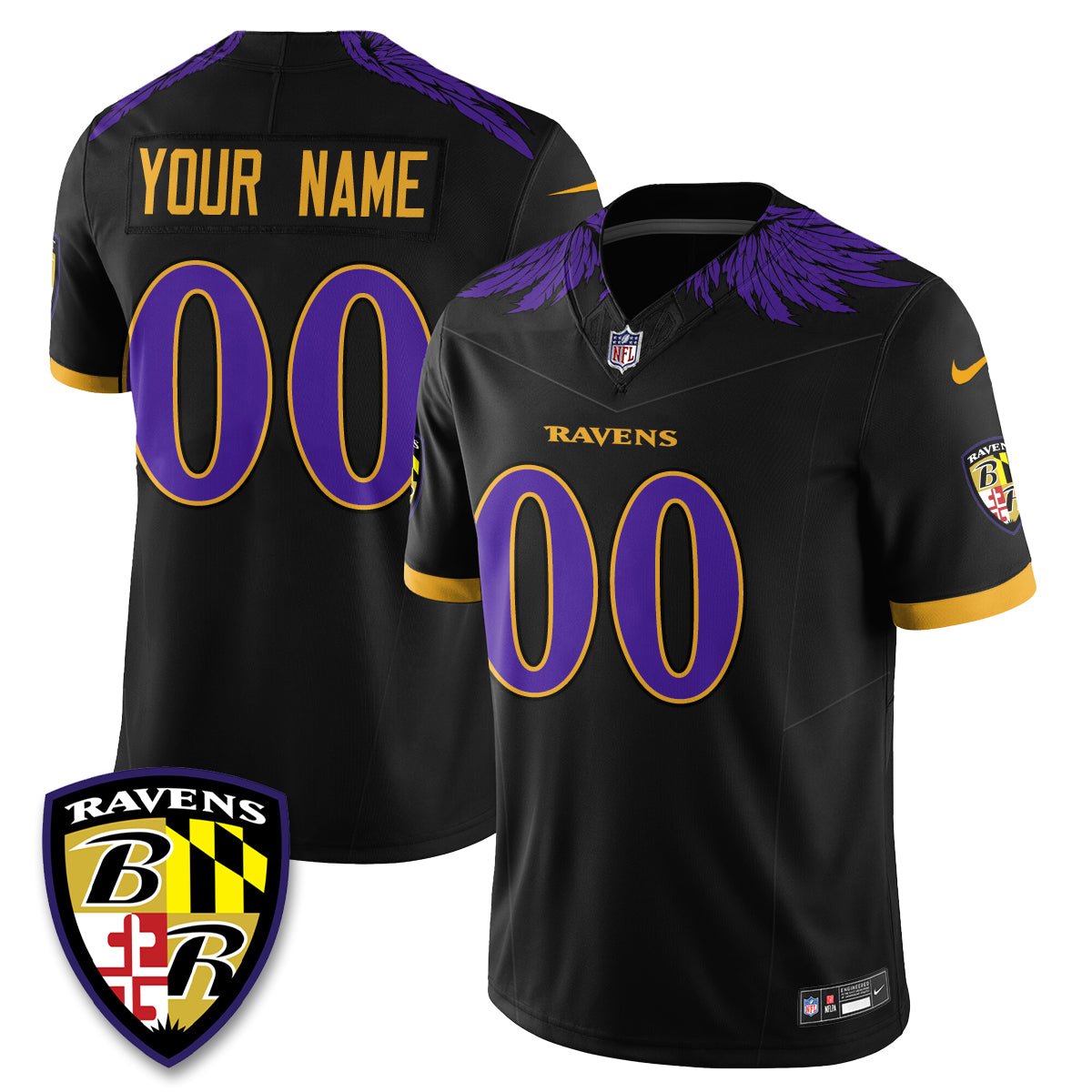 Baltimore Ravens Halloween Edition Vapor Custom Jersey - Stitched