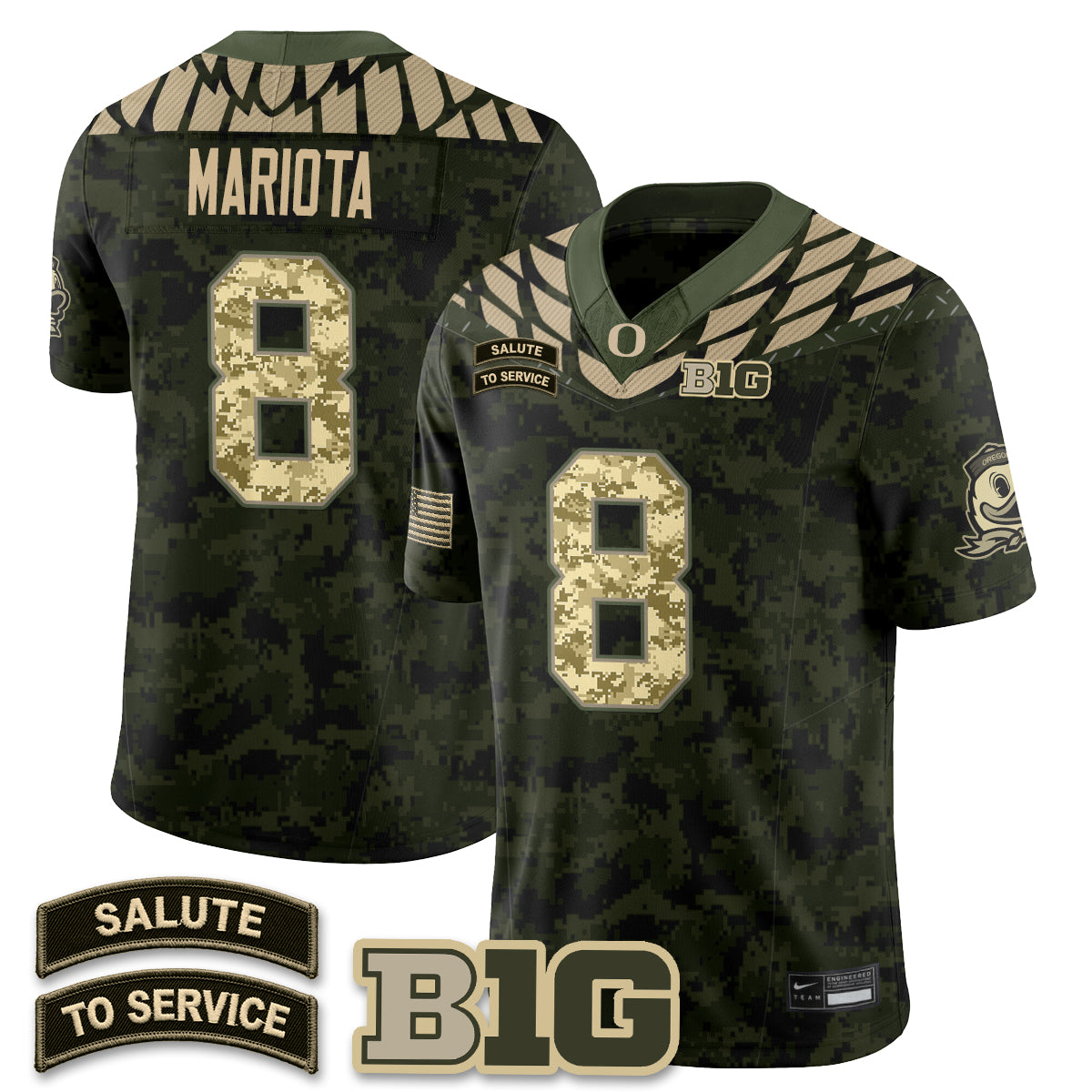 Oregon Ducks 2026 Salute to Service Vapor Jersey - Stitched