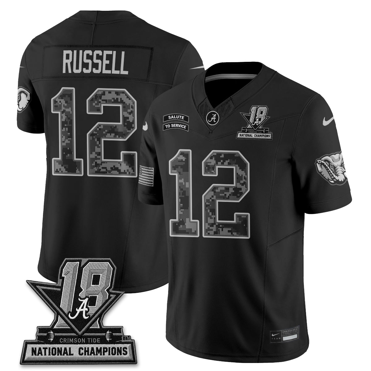 Alabama Crimson Tide 2026 Salute to Service Vapor Jersey - Stitched