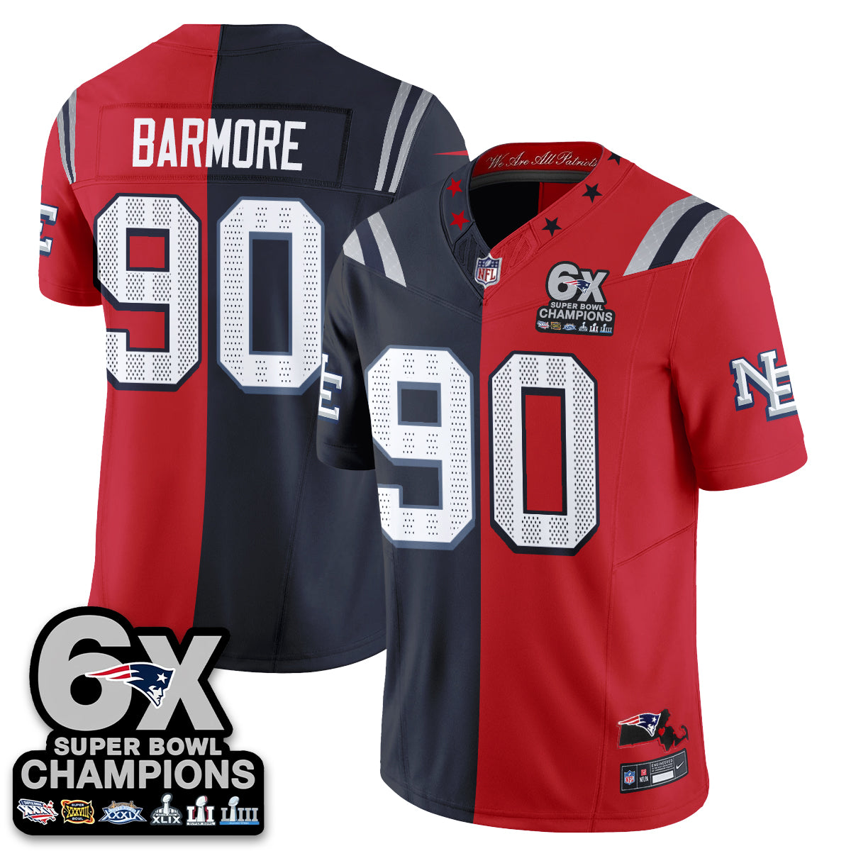NE Rivalries Split Edition Vapor Jersey - Stitched