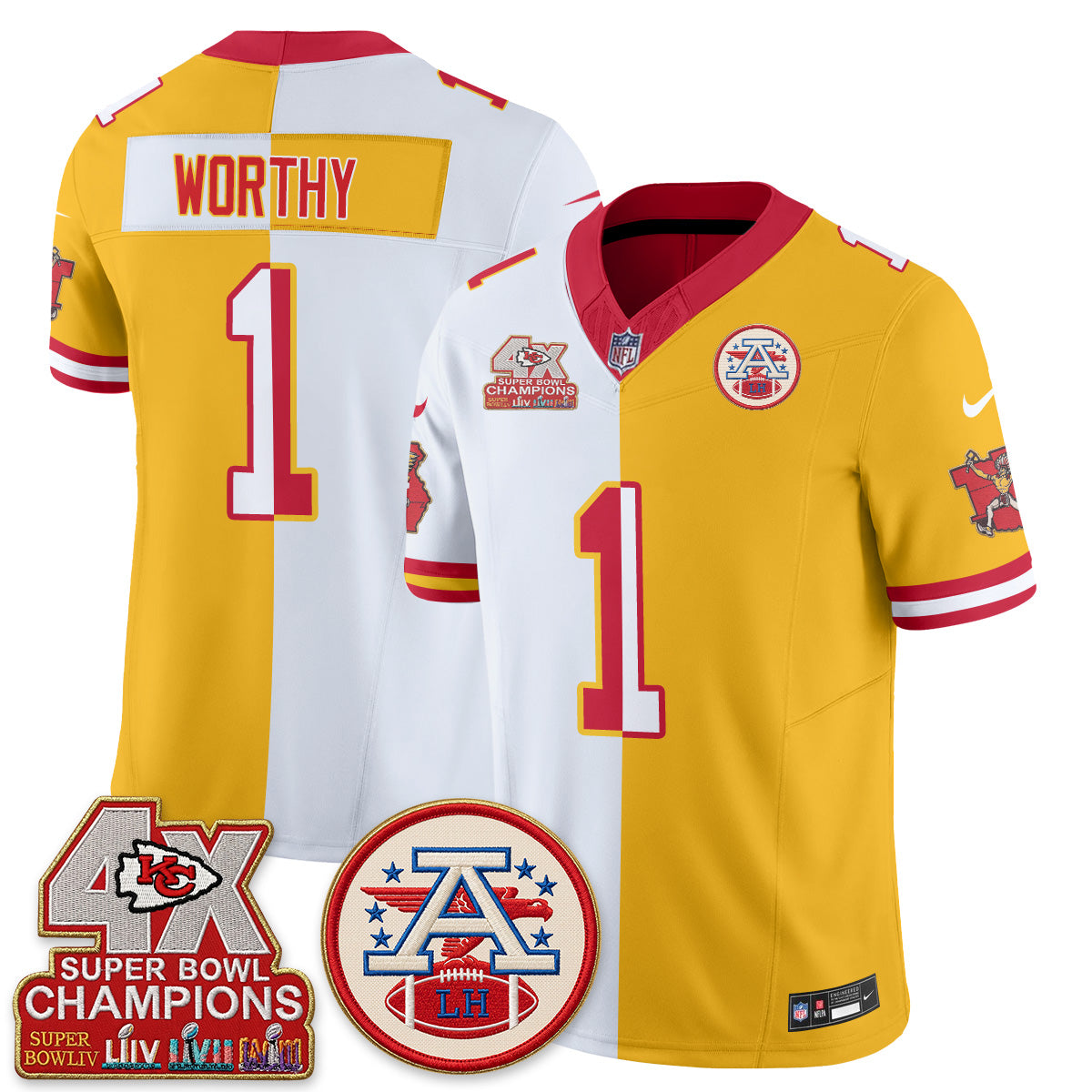 Kansas City Chiefs Throwback Split Vapor Jersey - Stitched