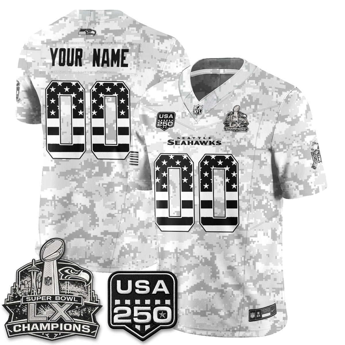 Seattle Seahawks 2026 Salute to Service Edition Vapor Custom Jersey - Stitched