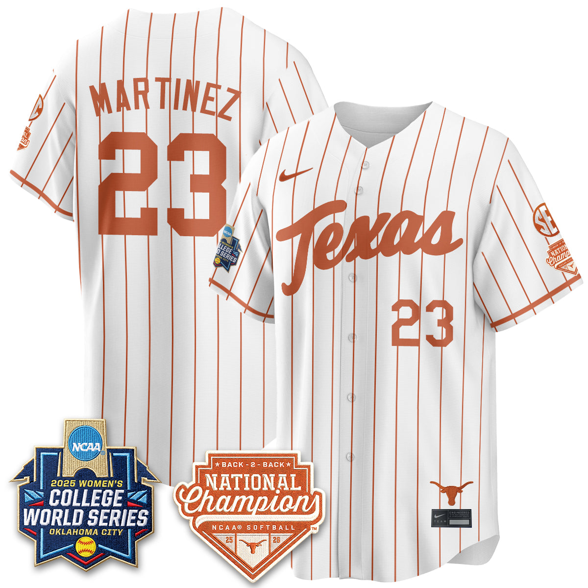 Texas Longhorns Softball 2026 World Series (WCWS) Vapor Premier Limited Jersey - B2B Champs - All Stitched