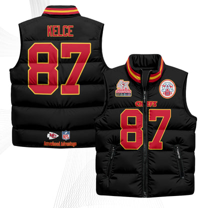 Kansas City Chiefs 4X Champs Gold Edition Puffer Vest - Printed
