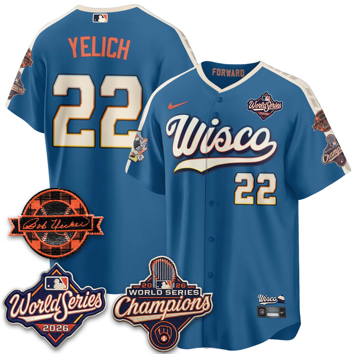 MIL 2026 WS Champions - Bob Uecker Patch Vapor Jersey - Stitched