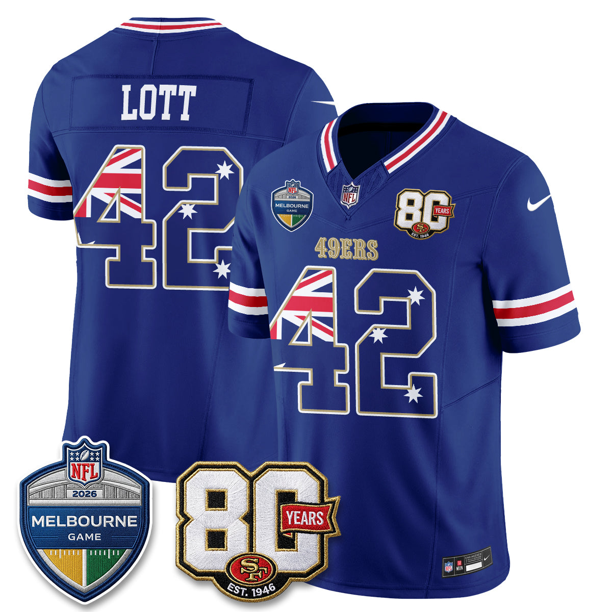 San Francisco 49ers Melbourne Game 2026 Vapor Jersey - Stitched