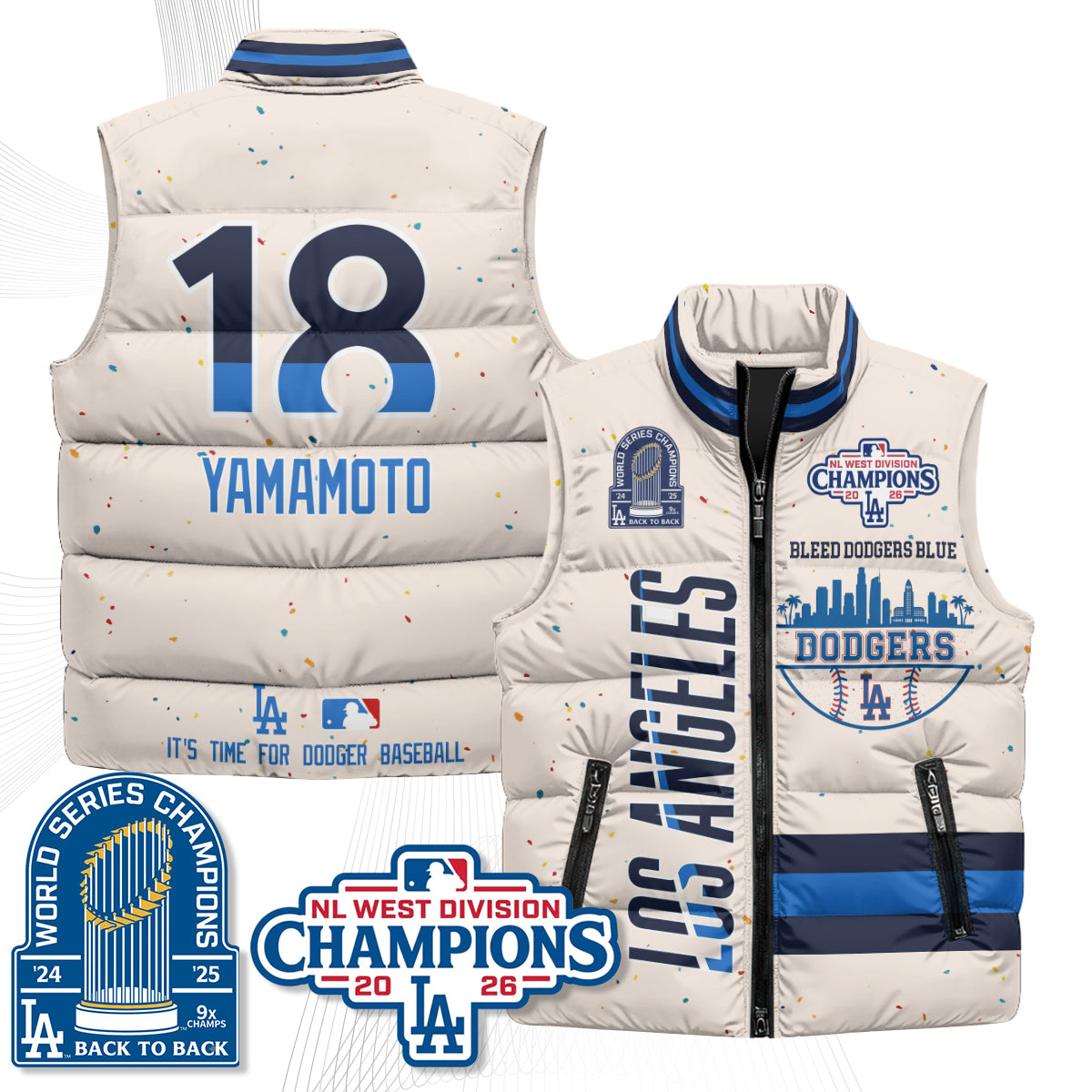 LAD "Bleed Blue" Puffer Vest - Printed
