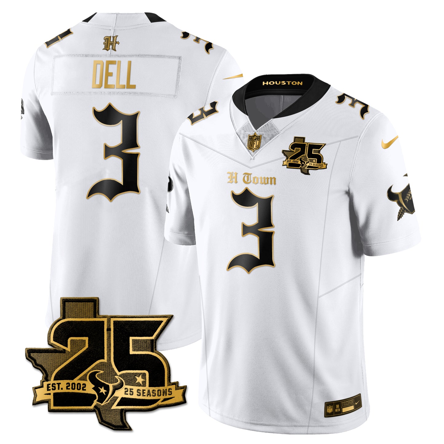 HOU 25th Seasons in 2026 Gothic Vapor Gold Edition Limited Jersey - All Stitched