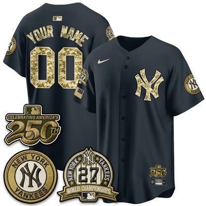 NYY Salute to Service 2026 Vapor Limited Custom Jersey - Stitched