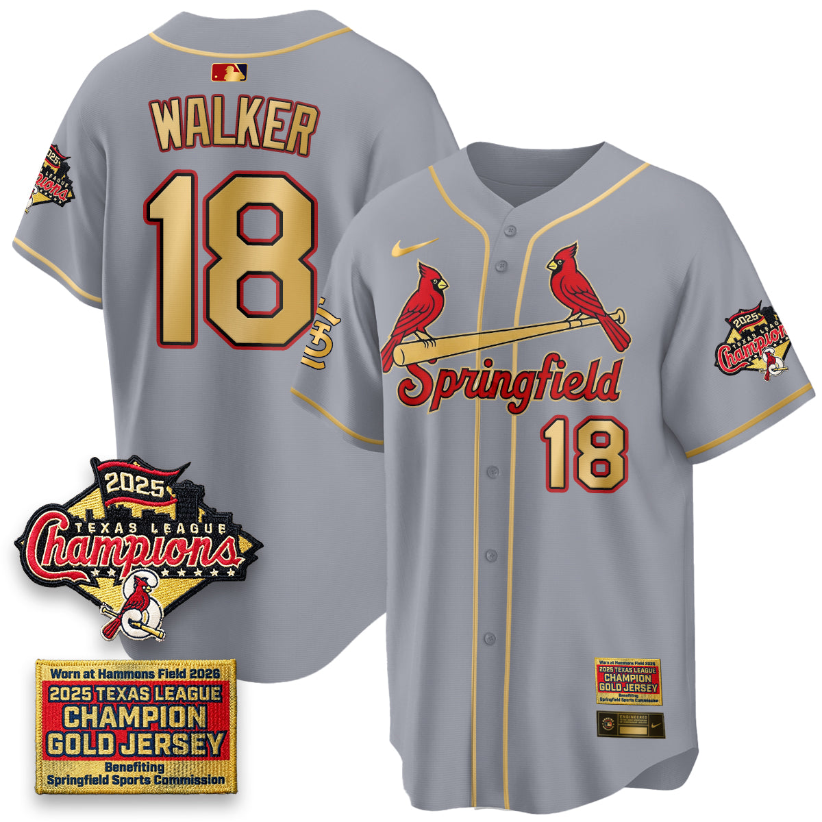 STL Springfield's Championship Gold Limited Jerseys - Stitched
