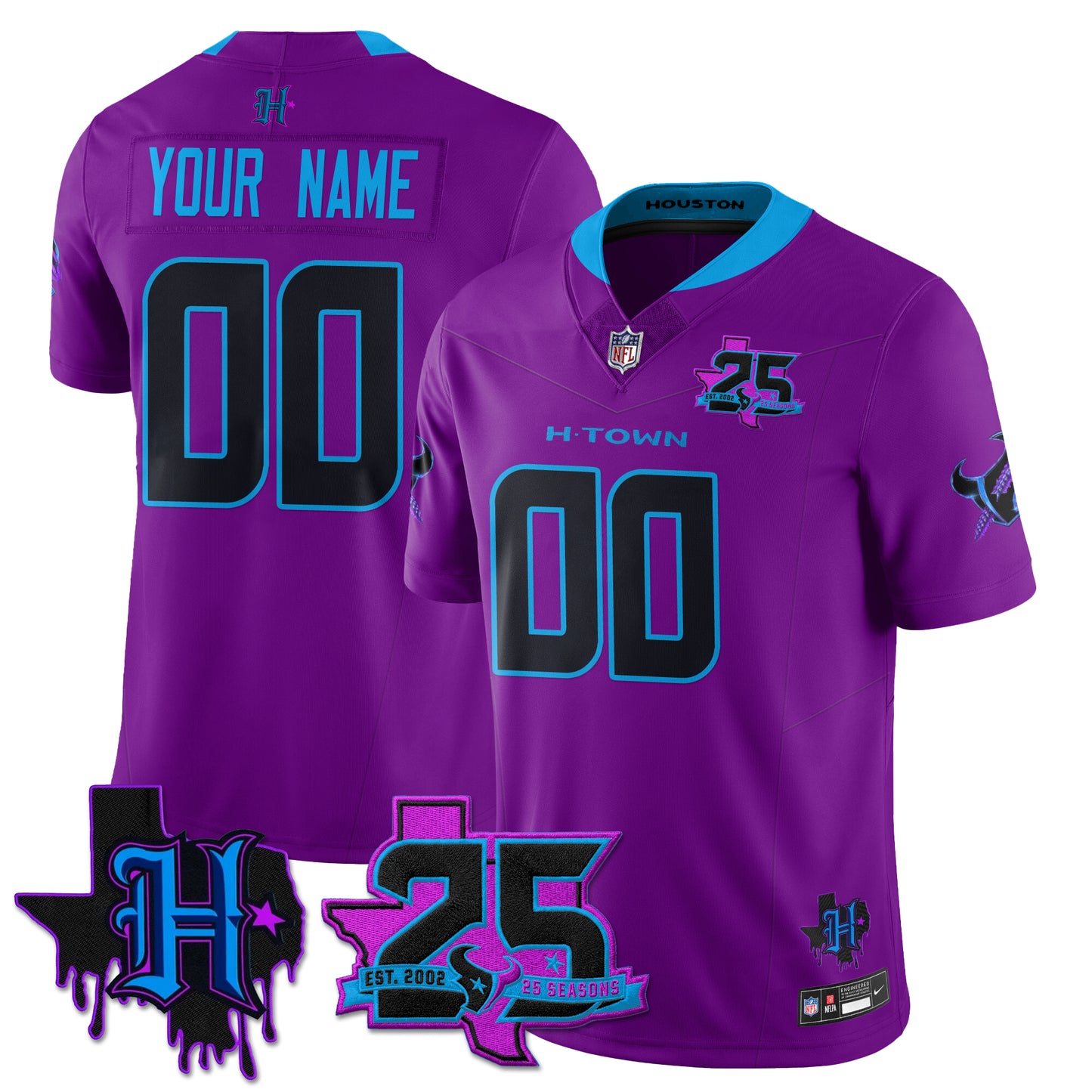 HOU 25th Seasons in 2026 DJ Screw Vapor Custom Limited Jersey - All Stitched