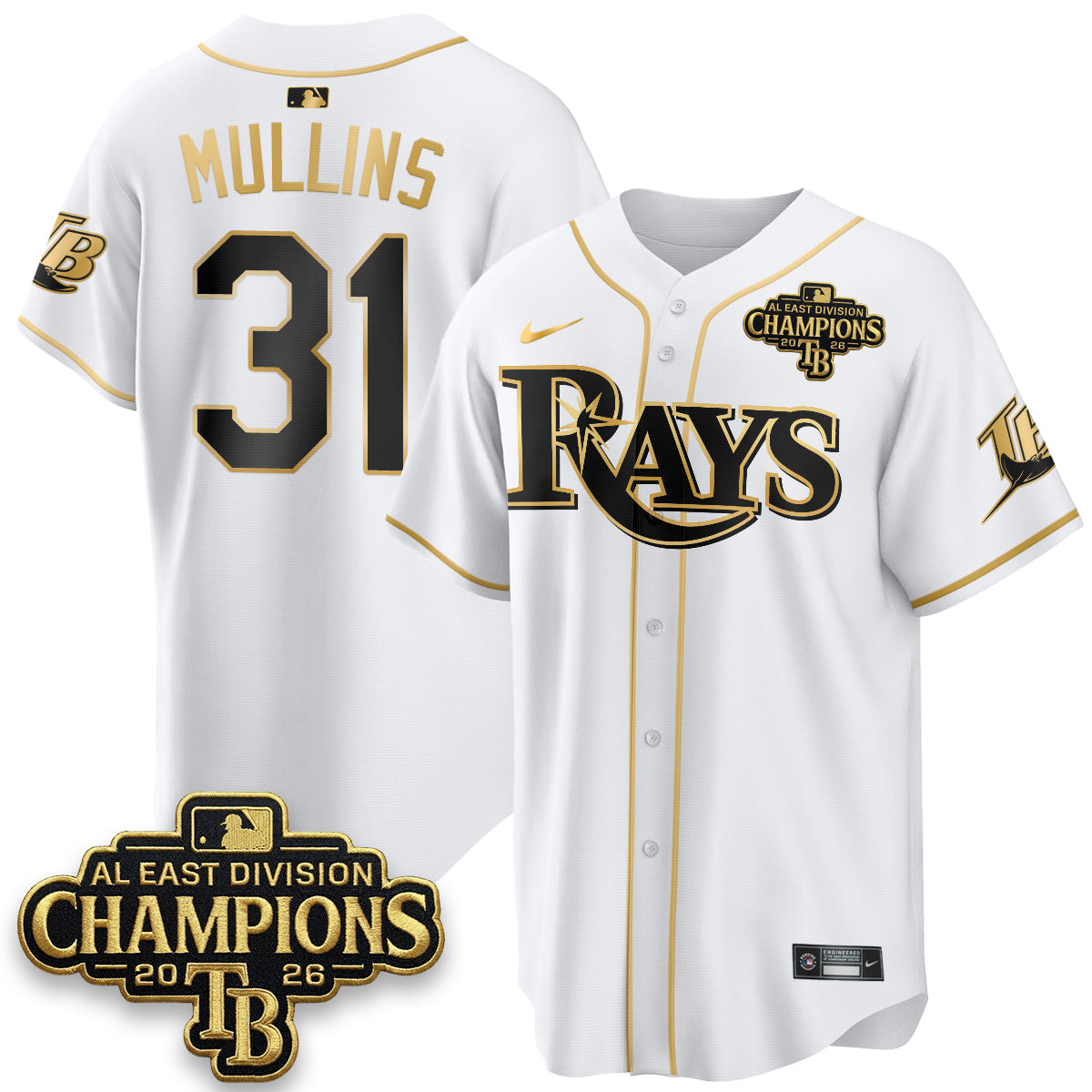 Tampa Bay Rays 2026 AL East Champs Gold Edition Vapor Jersey - Stitched