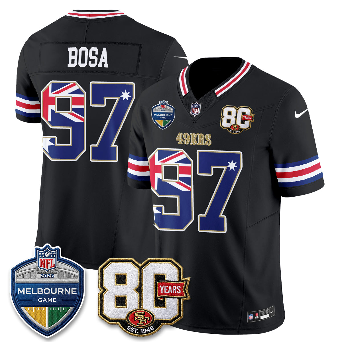 San Francisco 49ers Melbourne Game 2026 Vapor Jersey - Stitched