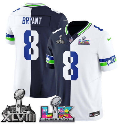 Seattle Seahawks Throwback 2 SB Patches Vapor Jersey - Stitched