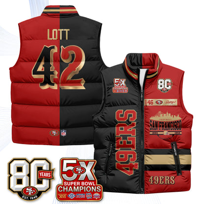 San Francisco 49ers Faithful to The Bay Puffer Vest - Printed