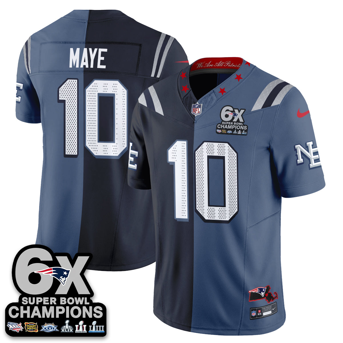 NE Rivalries Split Edition Vapor Jersey - Stitched