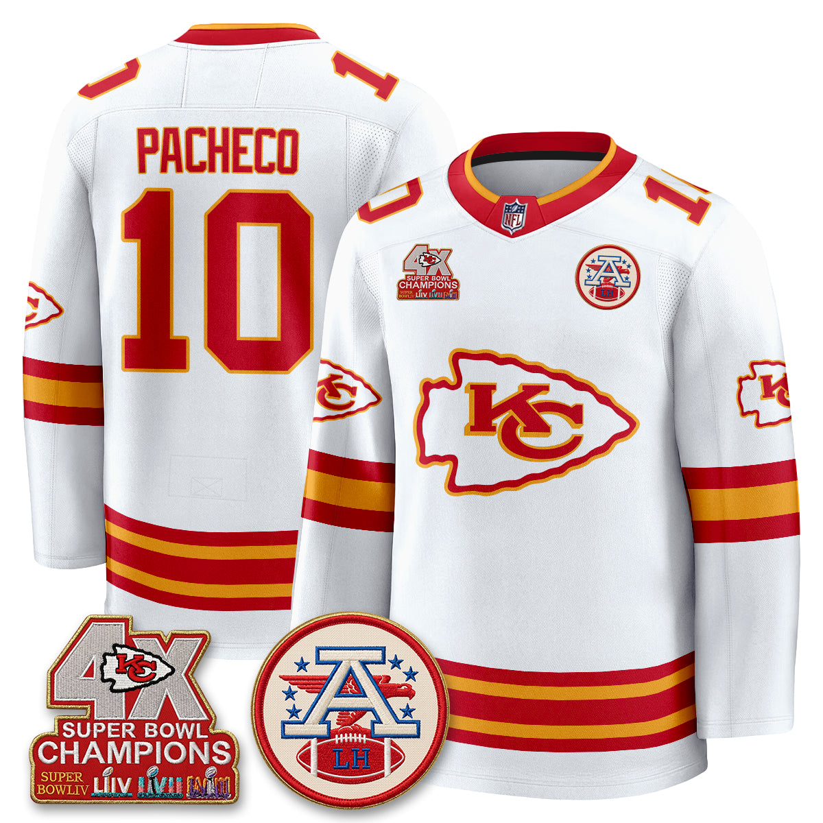 Kansas City Chiefs 4X Champs Edition Hockey Jersey - Stitched