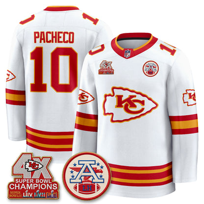 Kansas City Chiefs 4X Champs Edition Hockey Jersey - Stitched