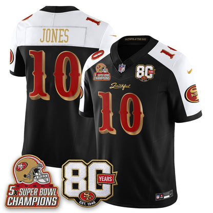 San Francisco 49ers 80 Years & 5X Champs Rivalries Vapor Jersey - Stitched