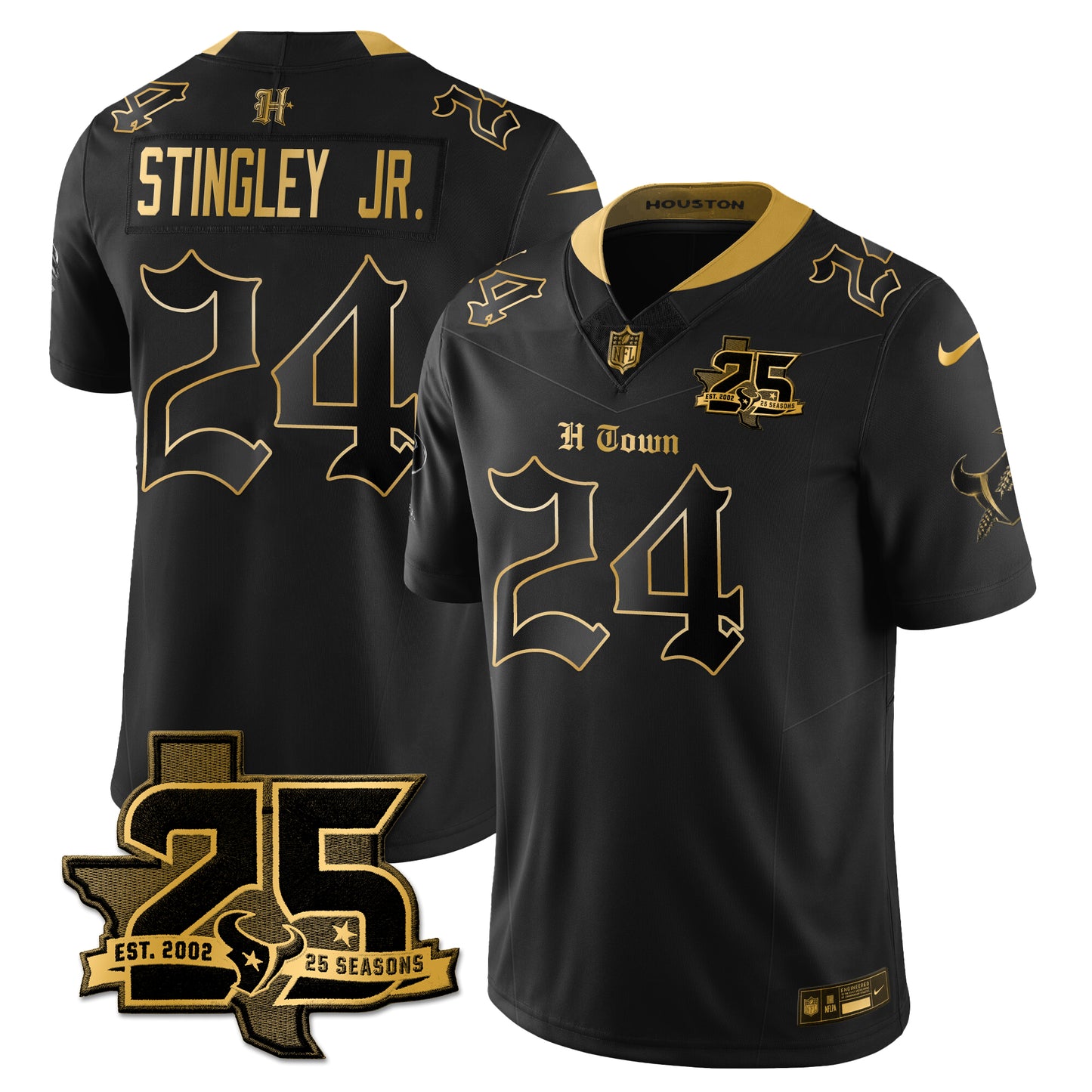 HOU 25th Seasons in 2026 Gothic Vapor Gold Edition Limited Jersey - All Stitched