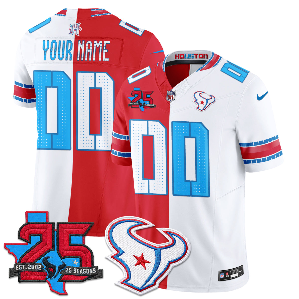 HOU 2026 Rivalries Split Vapor Custom Jersey - Stitched