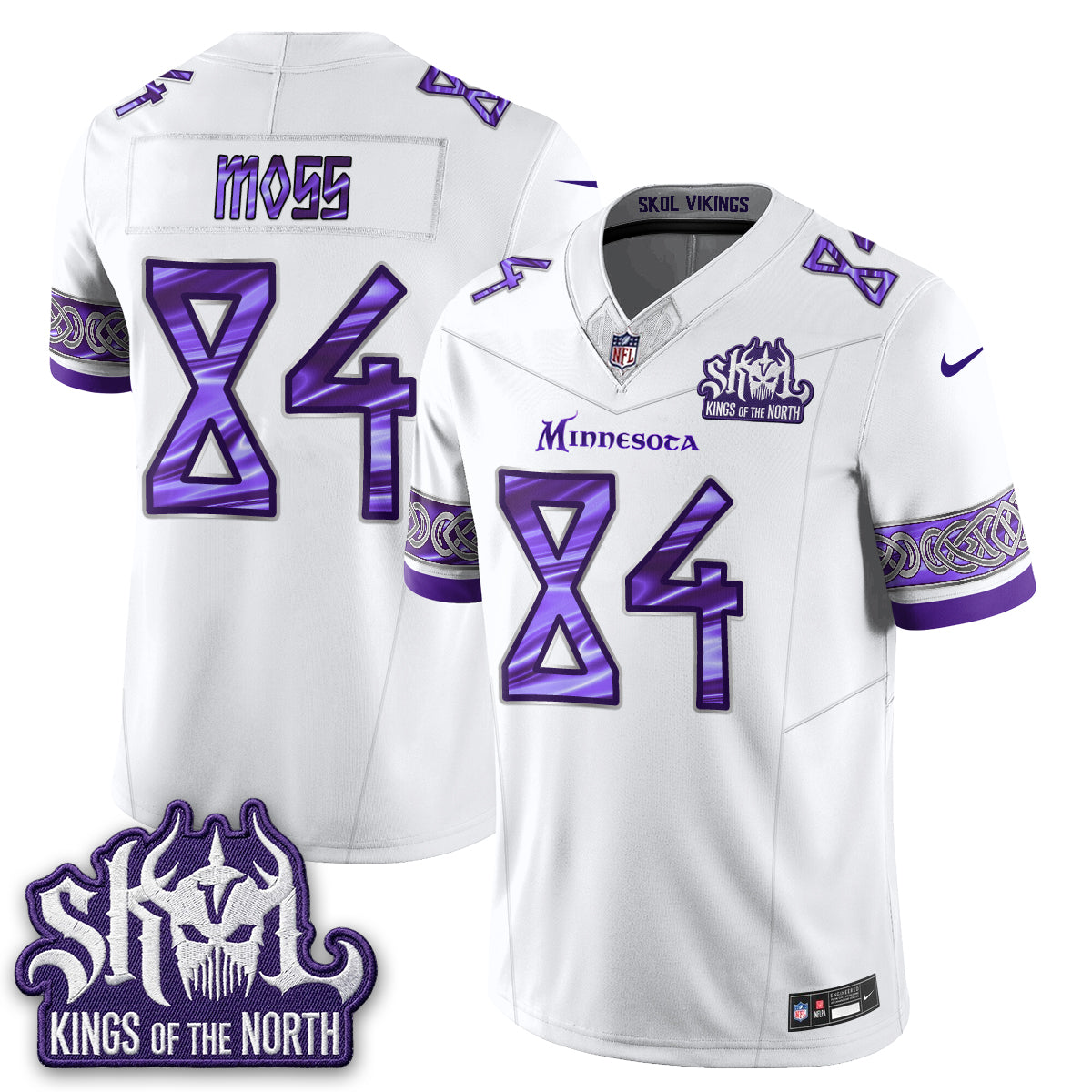 MIN Fangear Edition Warrior Skol Patch Vikings Font Vapor Jersey - Stitched