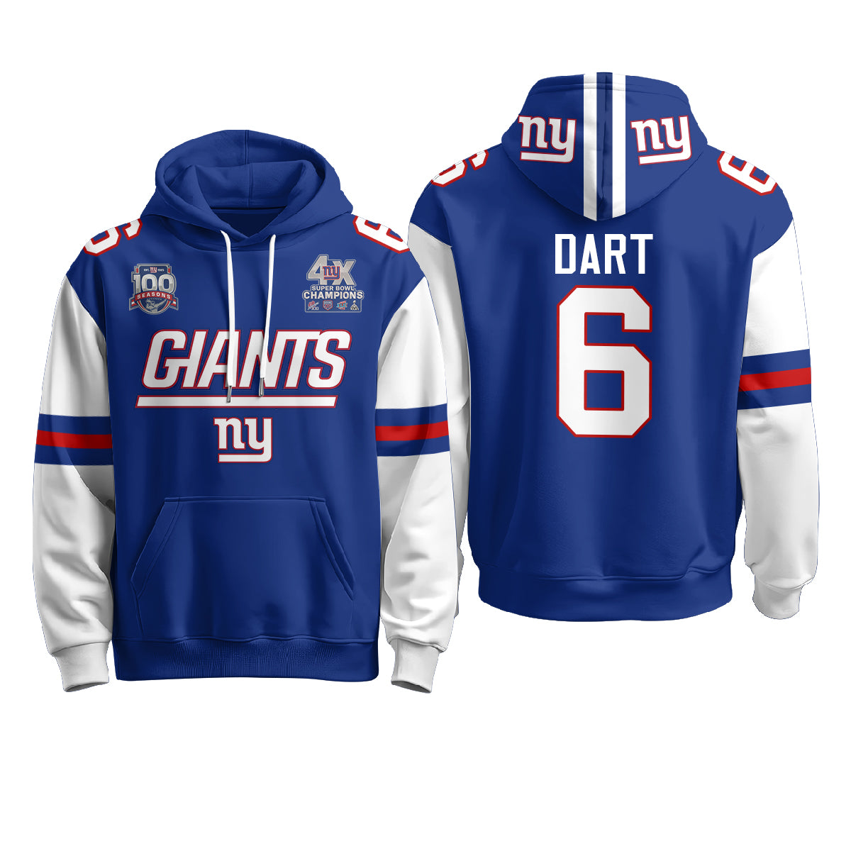 New York Giants 4X Champs S.Bowl Hoodie - Stitched