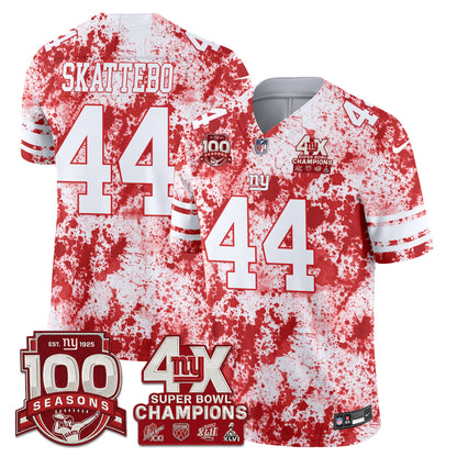 NYG 4X Champs Blood Splash Edition Vapor Jersey - Stitched