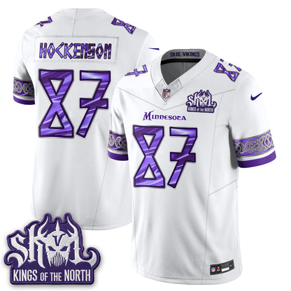 MIN Fangear Edition Warrior Skol Patch Vikings Font Vapor Jersey - Stitched