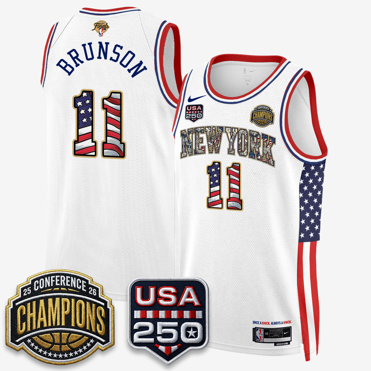 New York Knicks 2026 NBA Eastern Conference Champions x Fourth of July Vapor Jersey - Stitched