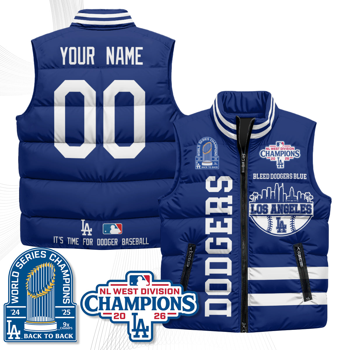 LAD "Bleed Blue" Custom Puffer Vest - Printed