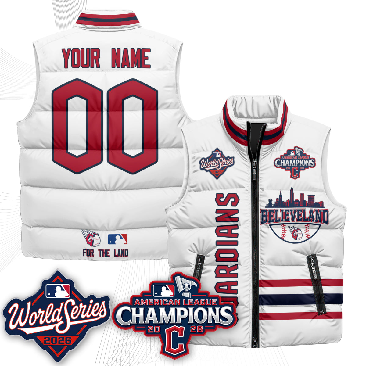 CLE 2026 AL Champions Custom Puffer Vest - Printed