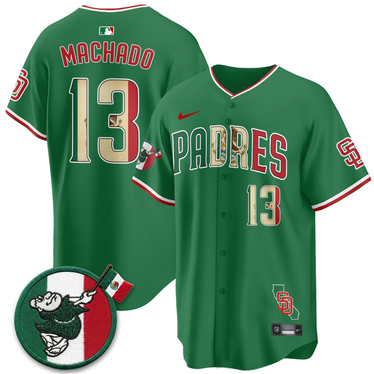 San Diego Padres Mexico Style Vapor Jersey - Stitched